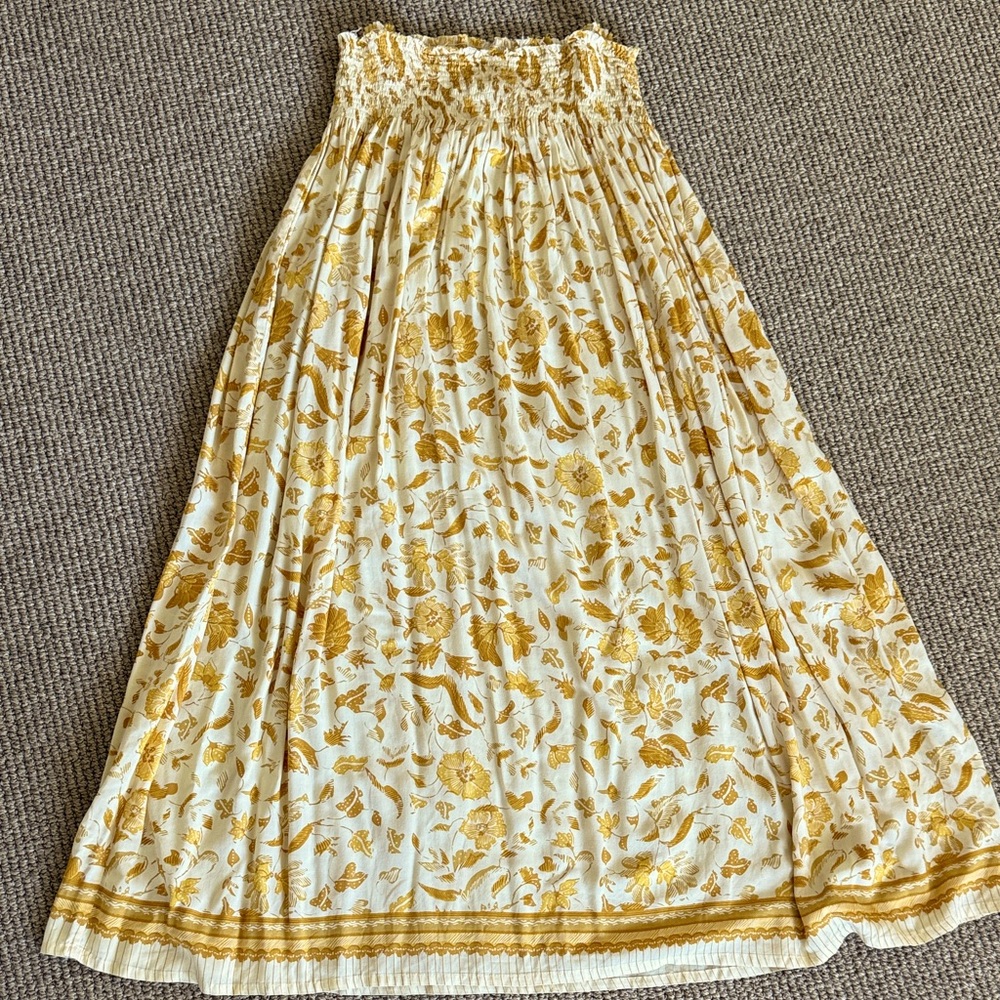Natalie Martin Yellow and White Silk  Skirt OS classic Print
